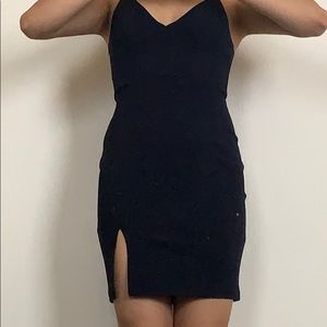 Navy blue V neck  dress